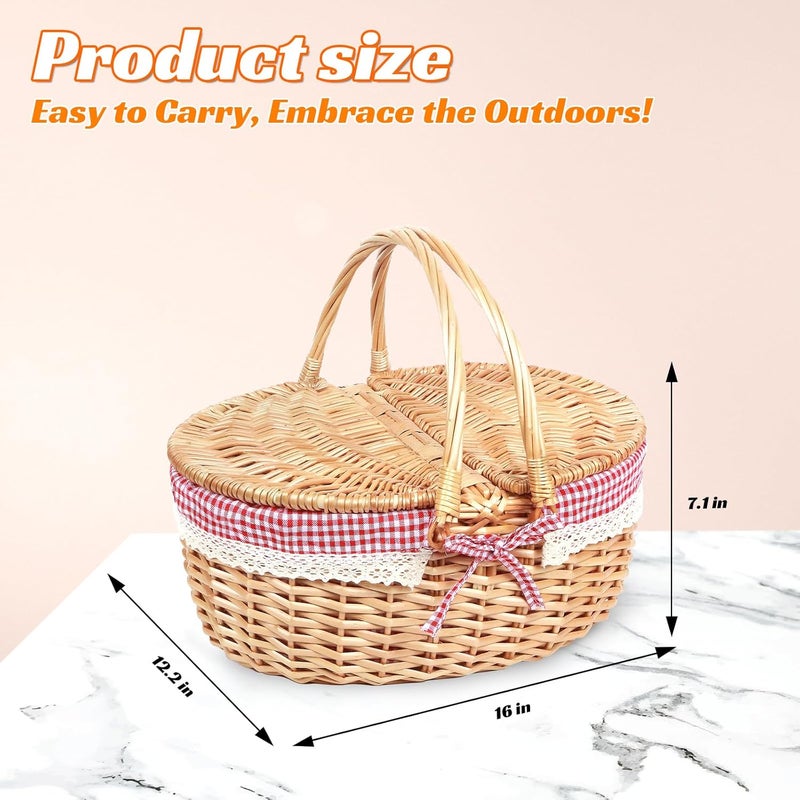 HapTim Wicker Picnic Basket for 2 - Unique Gifts Ideas for Couple, Engagement, Wedding, Bridal Shower, Family, Christmas, White Elephant Gifts for Adults(Y2408B-2) - Image 3